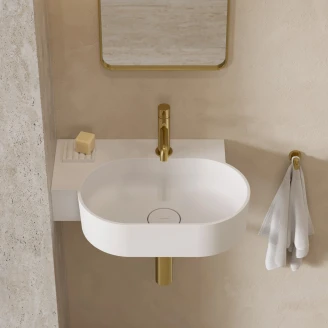 Omnires Væghængt Håndvask <strong>Ovo M+</strong>  Hvid Mat 55x36 cm Venstre