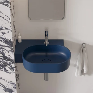 Omnires Væghængt Håndvask <strong>Ovo M+</strong>  Midnatsblå Mat 55x36 cm Venstre
