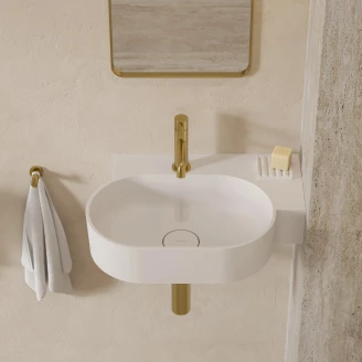 Omnires Væghængt Håndvask <strong>Ovo M+</strong>  Hvid Mat 55x36 cm Højre