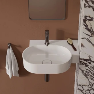 Omnires Væghængt Håndvask <strong>Ovo M+</strong>  Hvid Blank 55x36 cm Højre