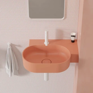 Omnires Væghængt Håndvask <strong>Ovo M+</strong>  Koral Mat 55x36 cm Højre