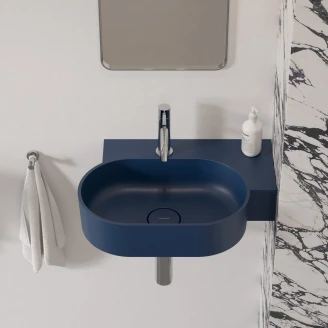 Omnires Væghængt Håndvask <strong>Ovo M+</strong>  Midnatsblå Mat 55x36 cm Højre