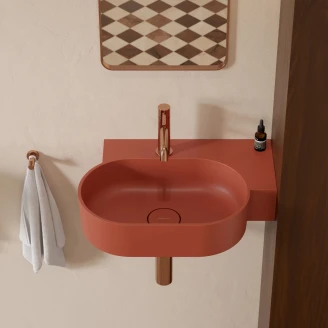 Omnires Væghængt Håndvask <strong>Ovo M+</strong>  Terrakotta Mat 55x36 cm Højre