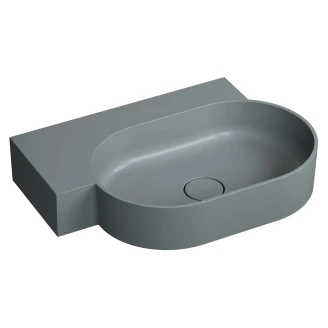 Omnires Væghængt Håndvask <strong>Ovo M+</strong>  Askgrå Mat 64x44 cm Venstre