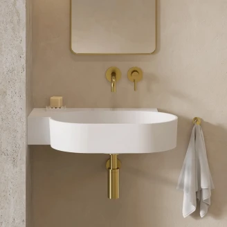 Omnires Væghængt Håndvask <strong>Ovo M+</strong>  Hvid Mat 64x44 cm Venstre