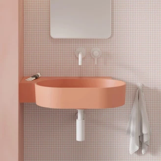 Omnires Væghængt Håndvask <strong>Ovo M+</strong>  Koral Mat 64x44 cm Venstre