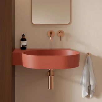 Omnires Væghængt Håndvask <strong>Ovo M+</strong>  Terrakotta Mat 64x44 cm Venstre