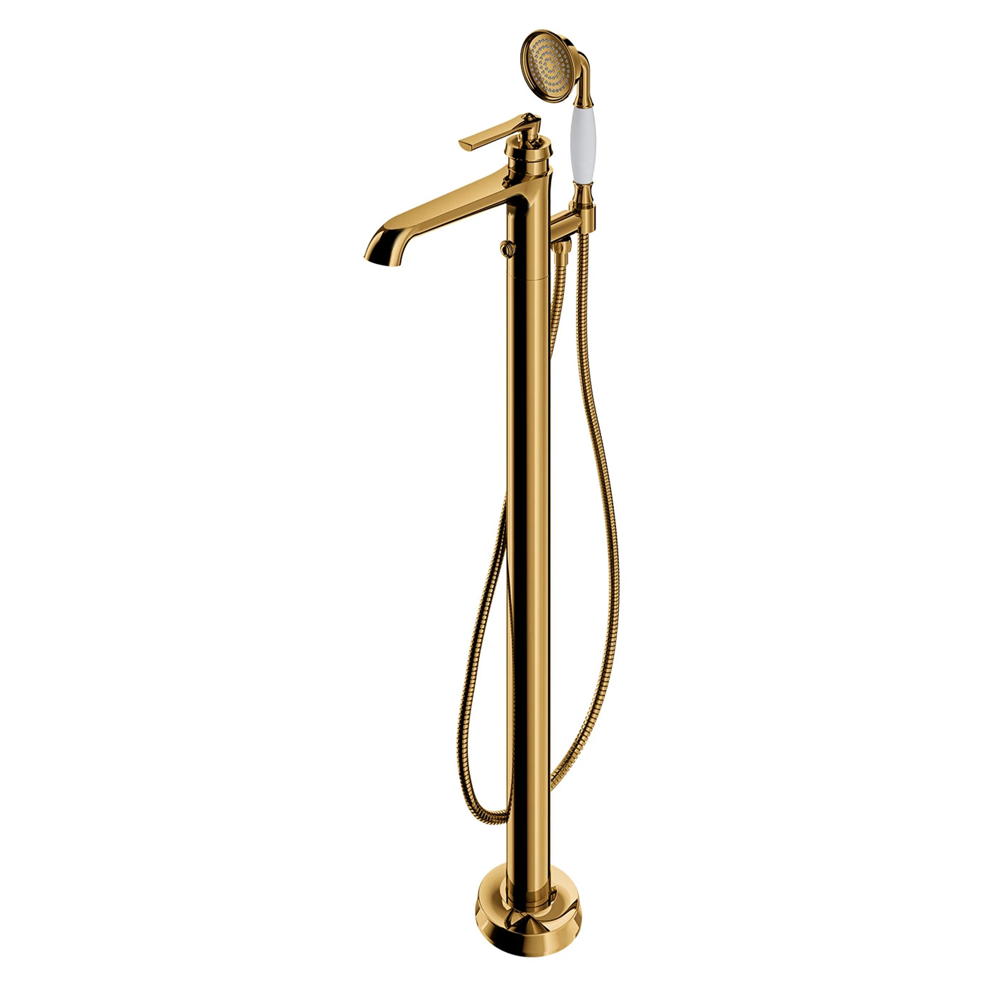 Omnires Fritstående Badekararmatur med Brusesæt Armance Guld Mat