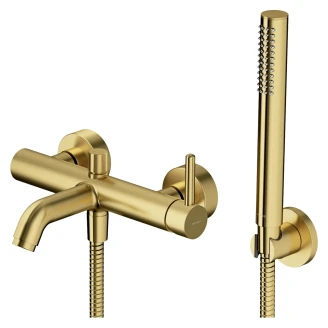 Omnires Badekarsarmatur med Brusesæt <strong>Y</strong>  Børstet Messing Mat