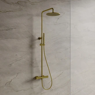 Omnires Brusesæt <strong>Y</strong>  Børstet Messing Mat med Termostat