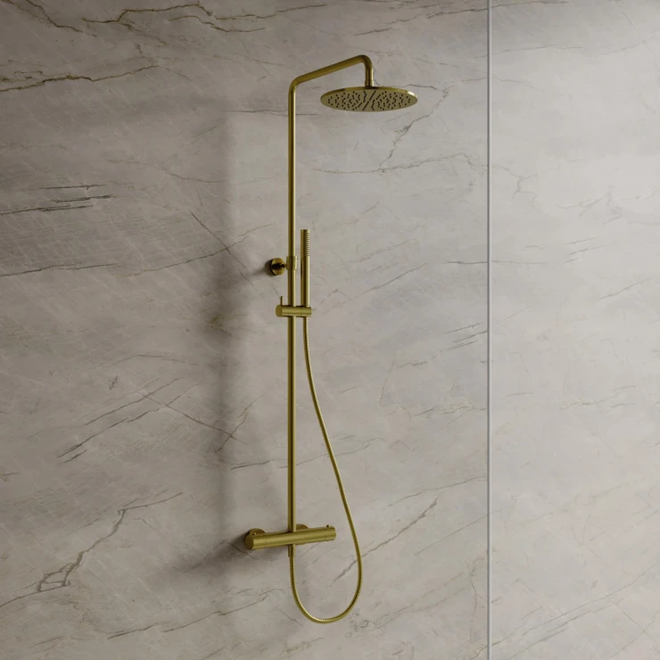 Omnires Brusesæt Y Børstet Messing Mat med Termostat