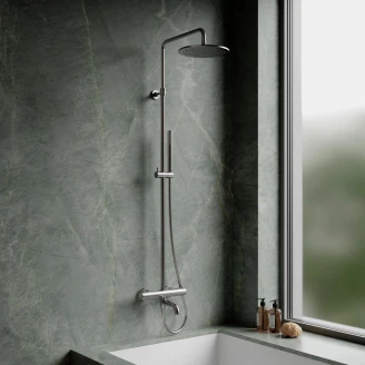 Omnires Brusesæt med Badekarsarmatur <strong>Y</strong>  Nikkel Mat med Termostat