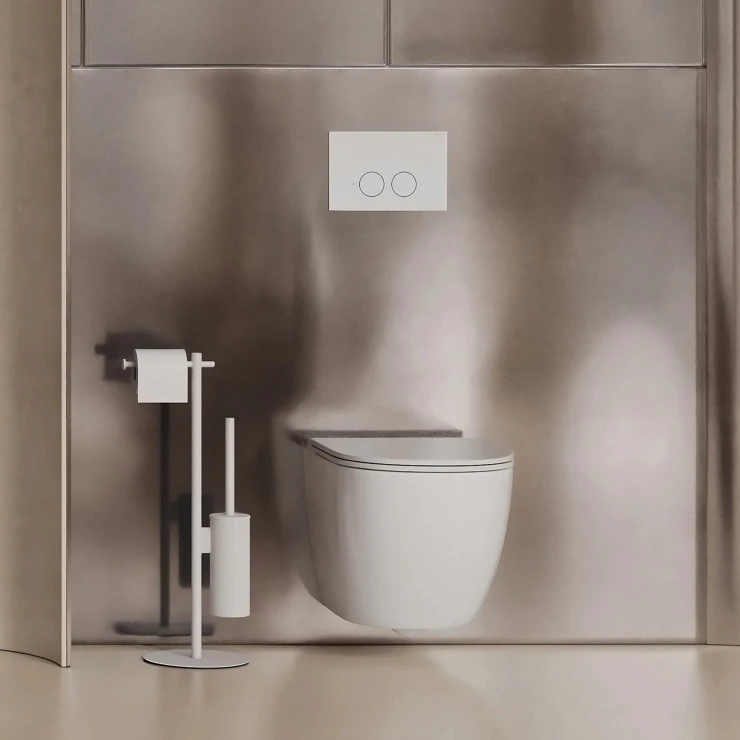 Omnires Toiletpapirholder & Børste Modern Project Hvid Mat
