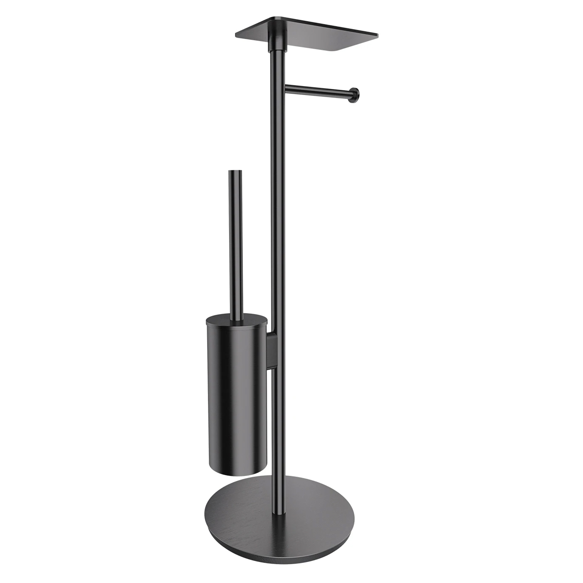 Omnires Toiletpapirholder & Børste med Hylde Modern Project Antracit Mat