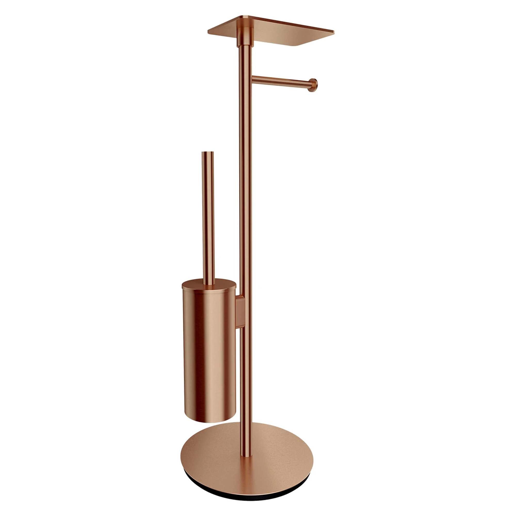 Omnires Toiletpapirholder & Børste med Hylde Modern Project Kobber Mat