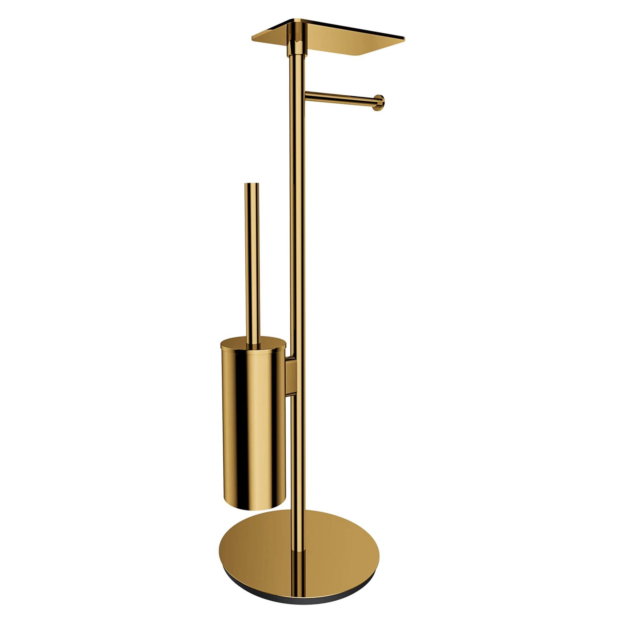 Omnires Toiletpapirholder & Børste med Hylde Modern Project Guld Blank