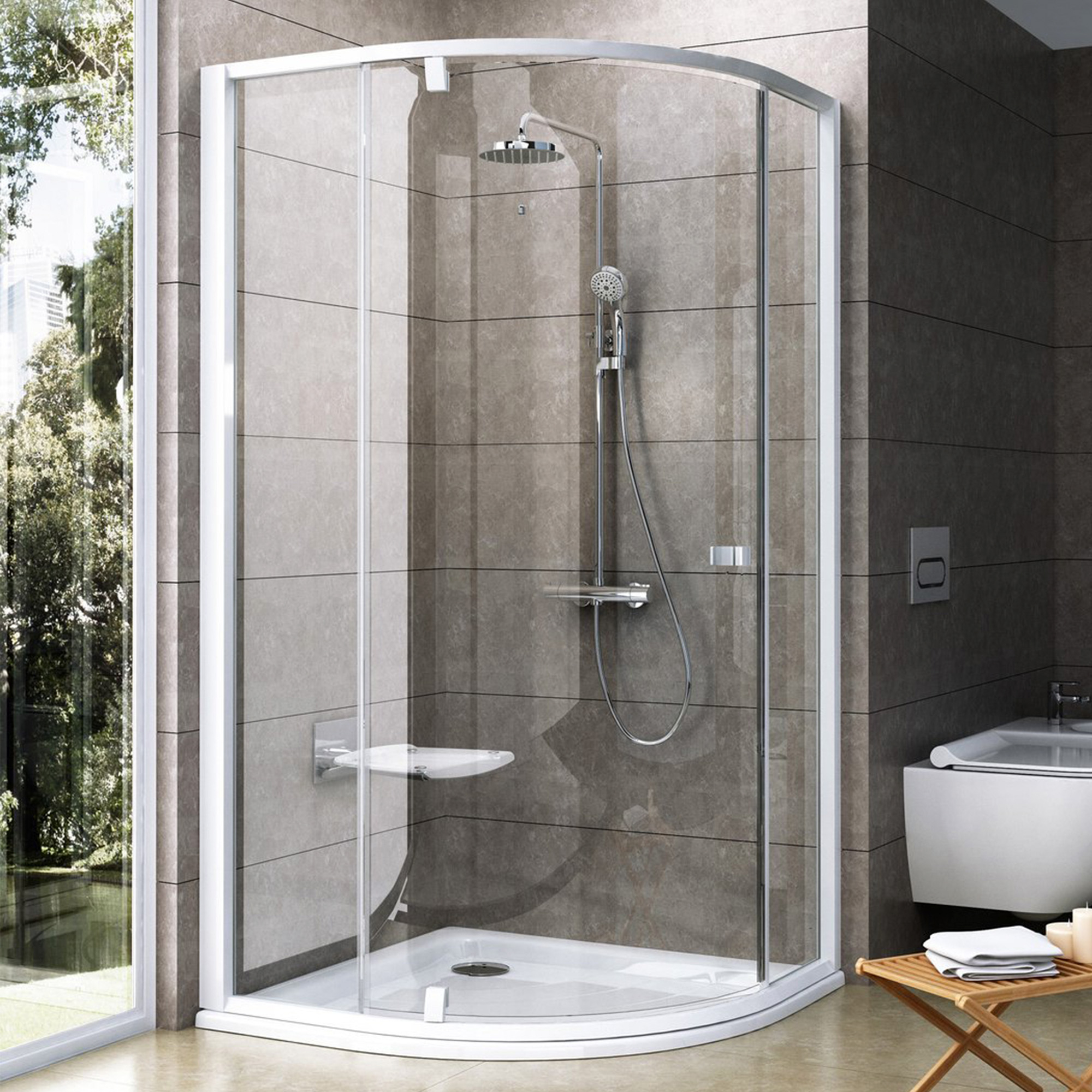 Ravak Brusehjørne Pivot 90x90 cm Hvid Mat Rund