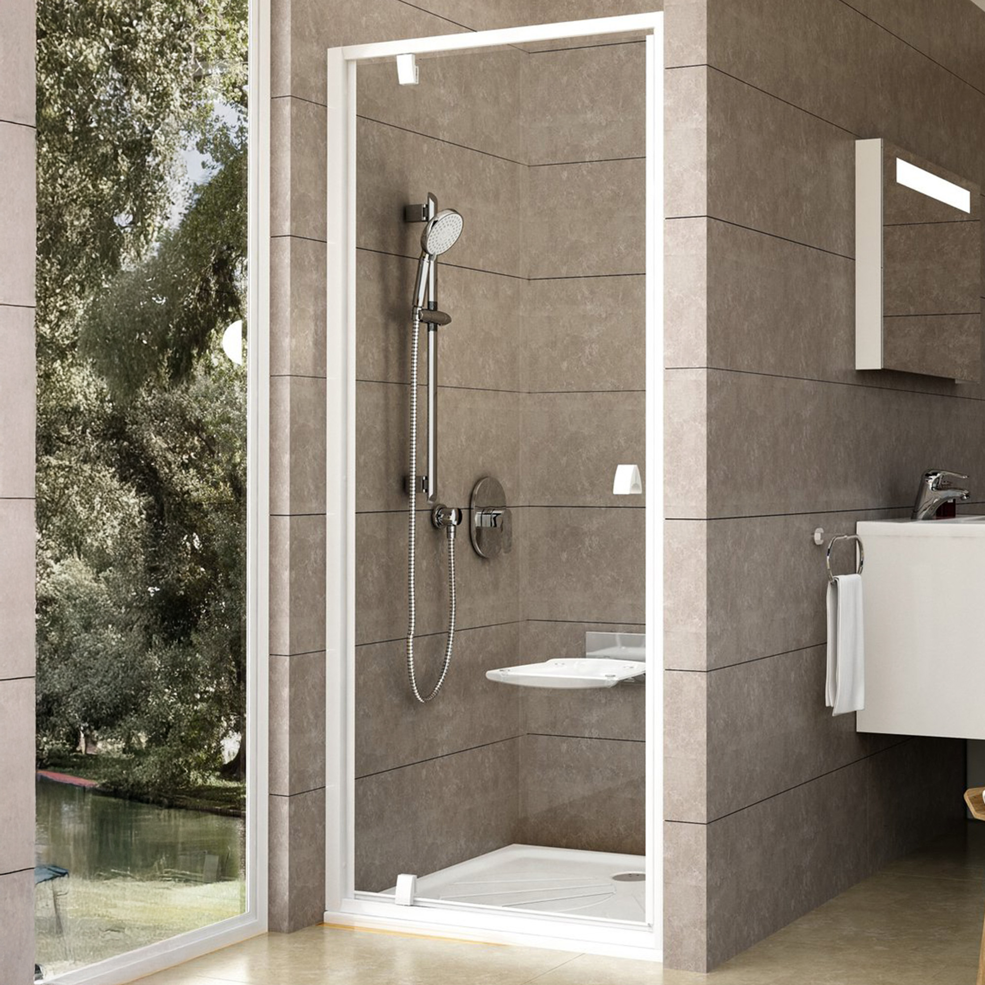 Ravak Brusedør Pivot 90 cm Hvid Mat