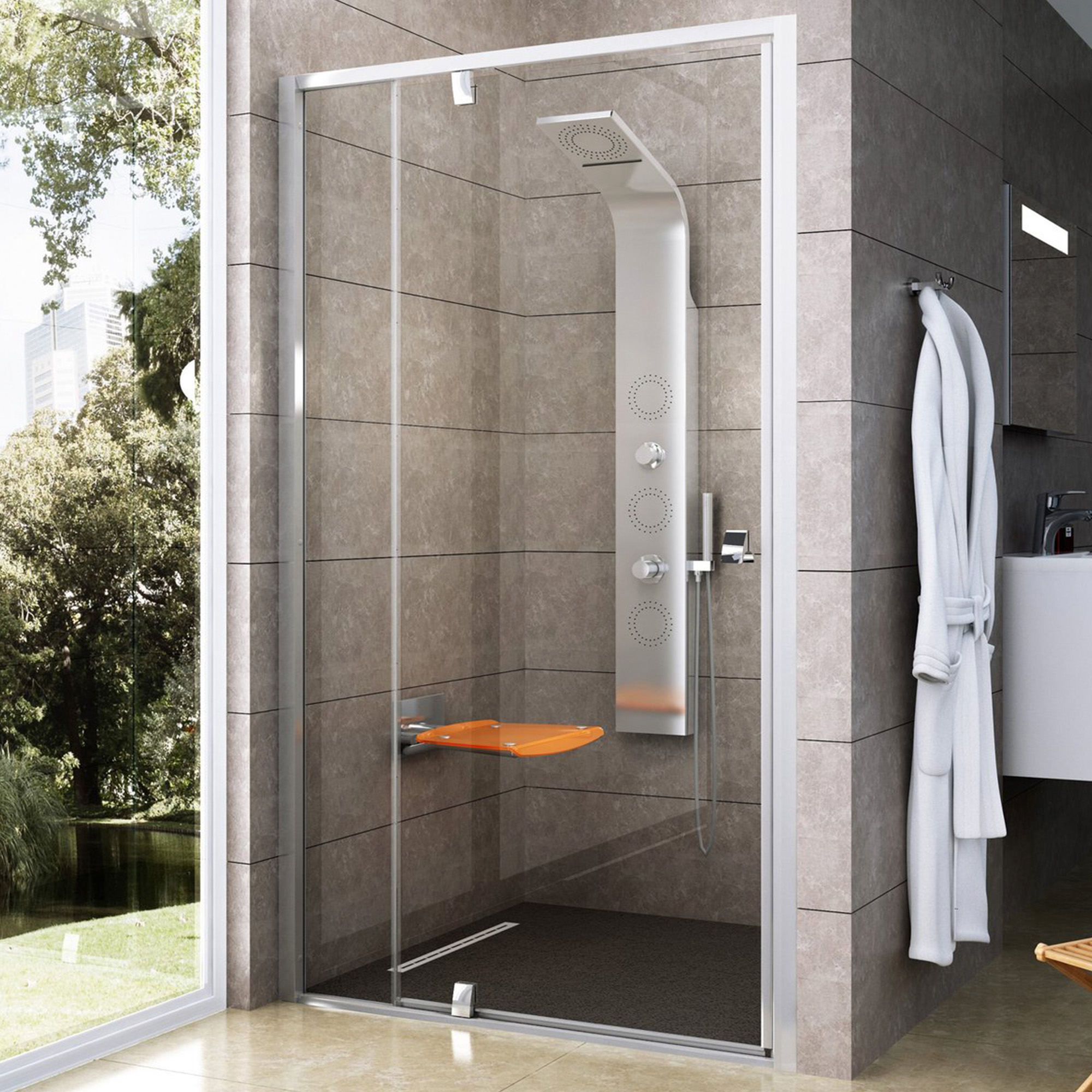 Ravak Brusedør Pivot 100 cm Krom Blank