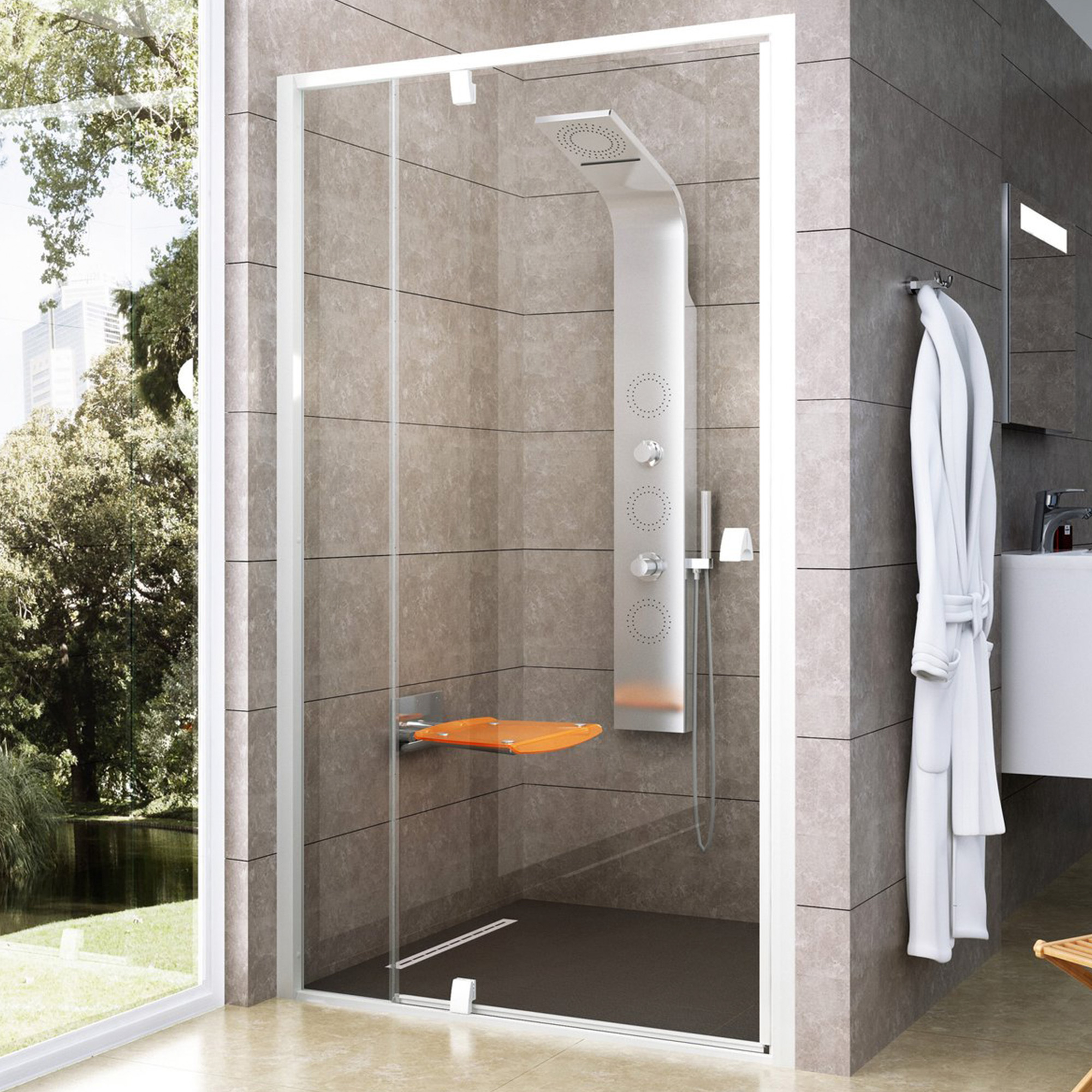 Ravak Brusedør Pivot 120 cm Hvid Mat