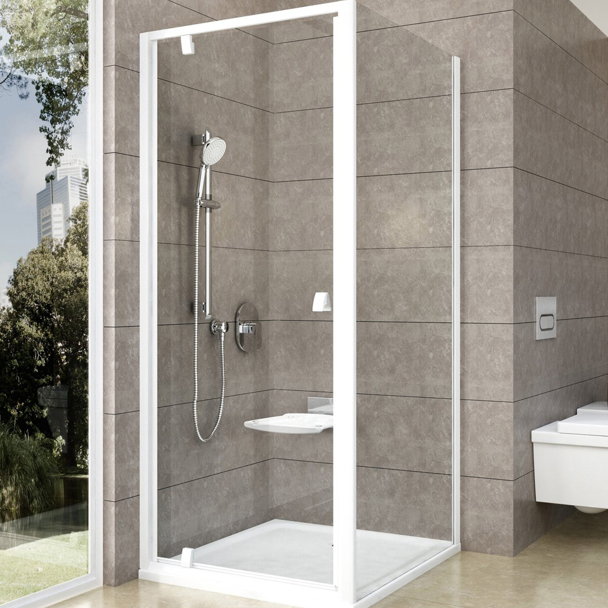 Ravak Brusehjørne Pivot 80x90 cm Hvid Mat