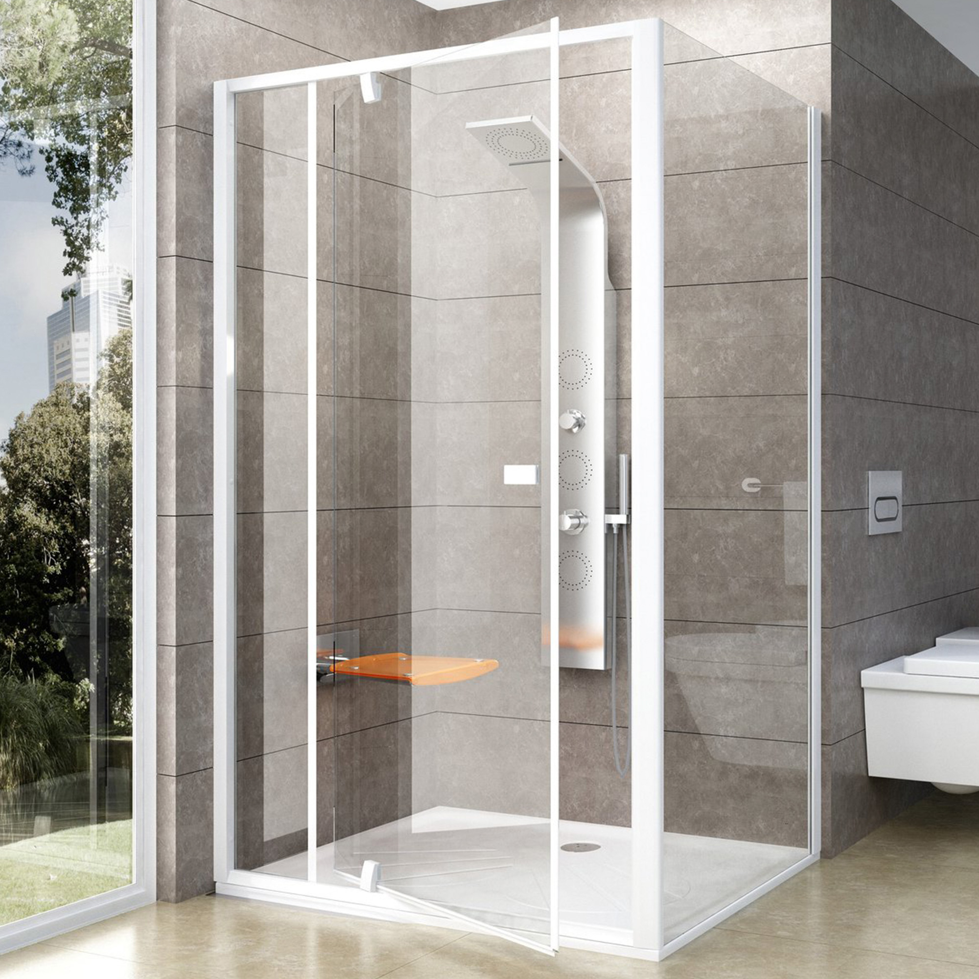 Ravak Brusehjørne Pivot 120x100 cm Hvid Mat