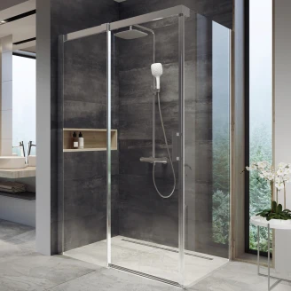 Ravak Brusehjørne Matrix 100x100 cm Krom Blank Venstre