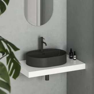 Ravak Håndvask <strong>Ceramic Slim</strong>  Oval Sort Mat 55 cm med Hylde