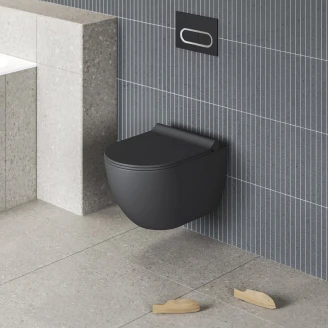 Ravak Væghængt Toilet <strong>Uni Chrome</strong>  RimOff Sort Mat