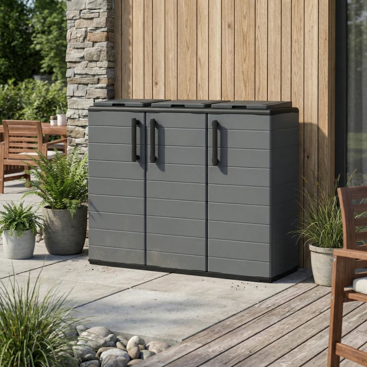 Affaldsskab med 3 Sektioner Havvik Grå Mat