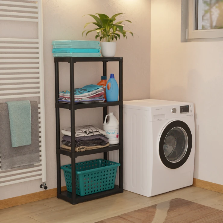 Opbevaringshylde med 4 Hylder Strix Sort Mat