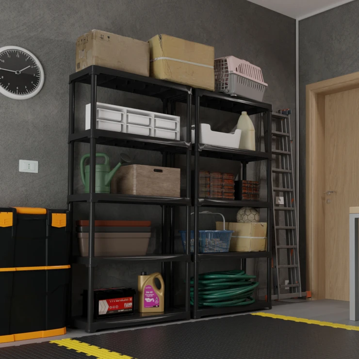 Opbevaringshylde med 5 Hylder Strix Sort Mat