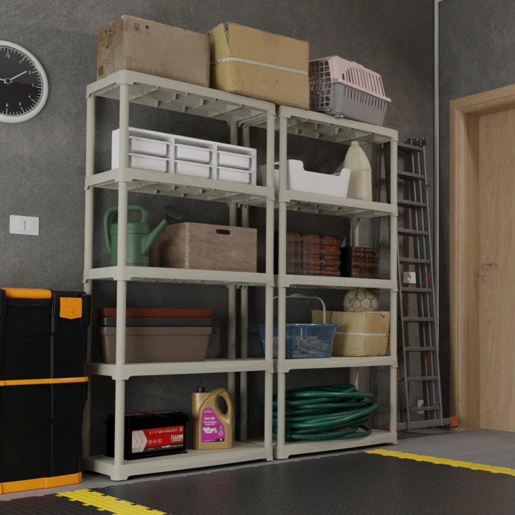 Opbevaringshylde med 5 Hylder Strix Elfenbensfarvet Mat