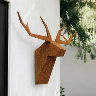 Cortena Dekorativ Vægfigur Hjort Spids Gevir Cortenstål