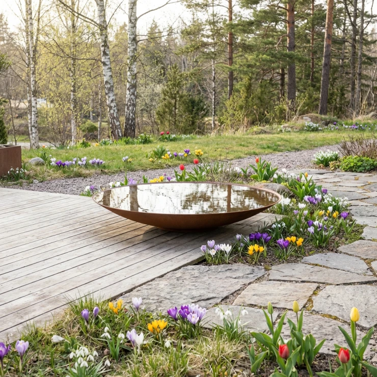 Fuglebad Aquora Cortenstål Ø 80 cm