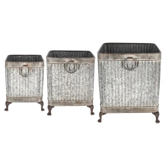 Set med Fodet Firkantet Krukke 3 stk <strong>Lind</strong>  Zink