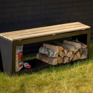 Havebænk med Brændestativ <strong>Kindra</strong>  Sort 120 cm