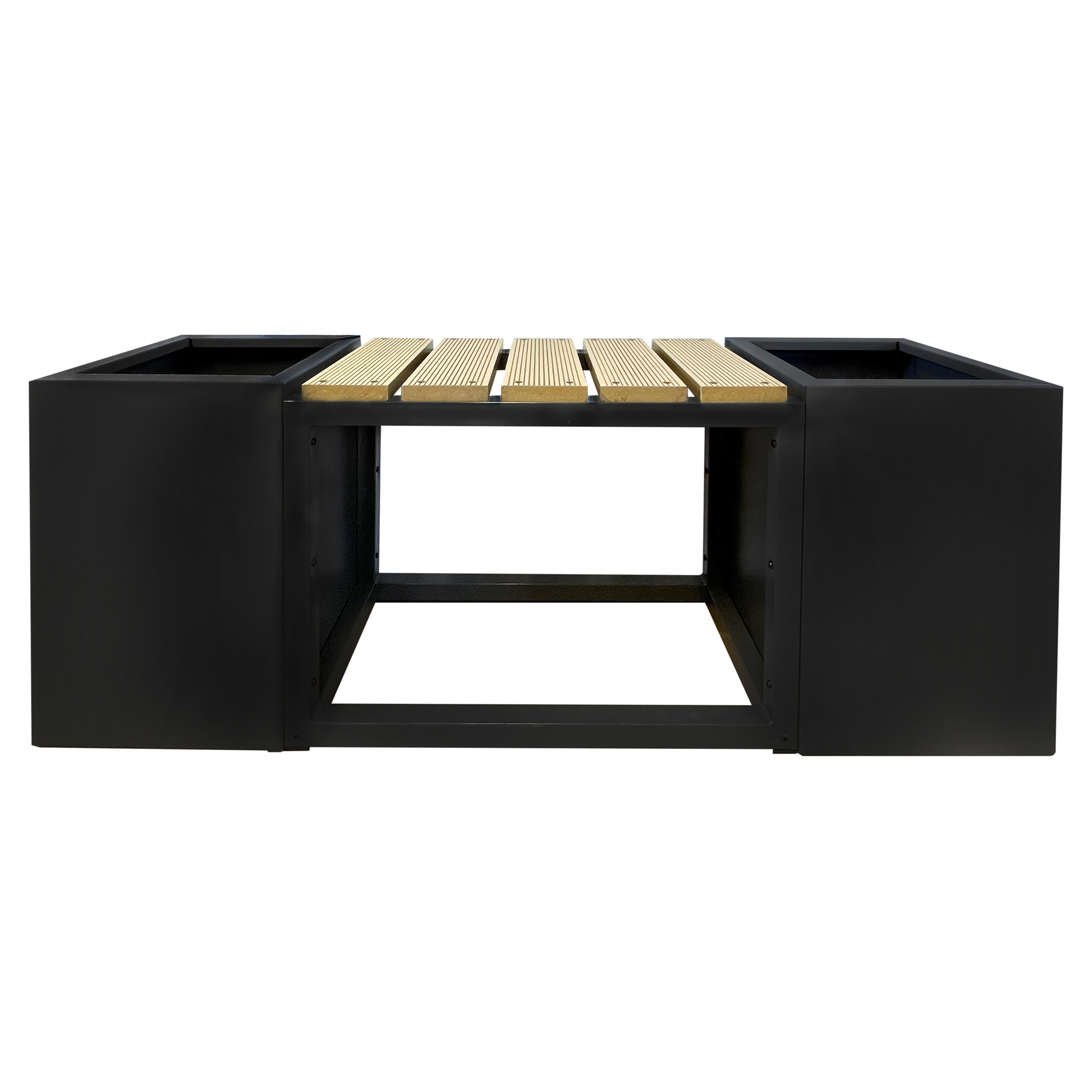 Havebænk med 2 Blomsterkasser Avarn Sort