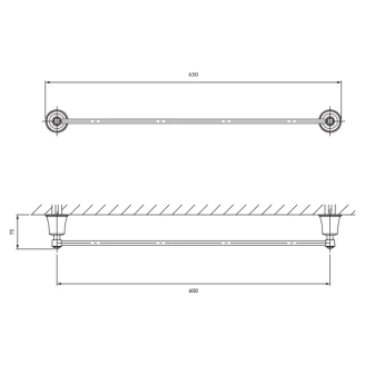 Omnires Håndklædestang <strong>Art Line</strong>  Guld Blank 65 cm