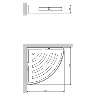Omnires Hjørnebrusekurv Uni Krom Blank 21x21 cm