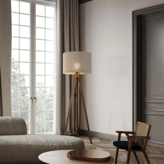 Gulvlampe <strong>Stellar</strong>  Valnød, Beige Mat