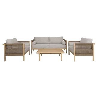 Dutchbone Havemøbelsæt med sofa, sofabord & havestol 2 stk Oasis Beige