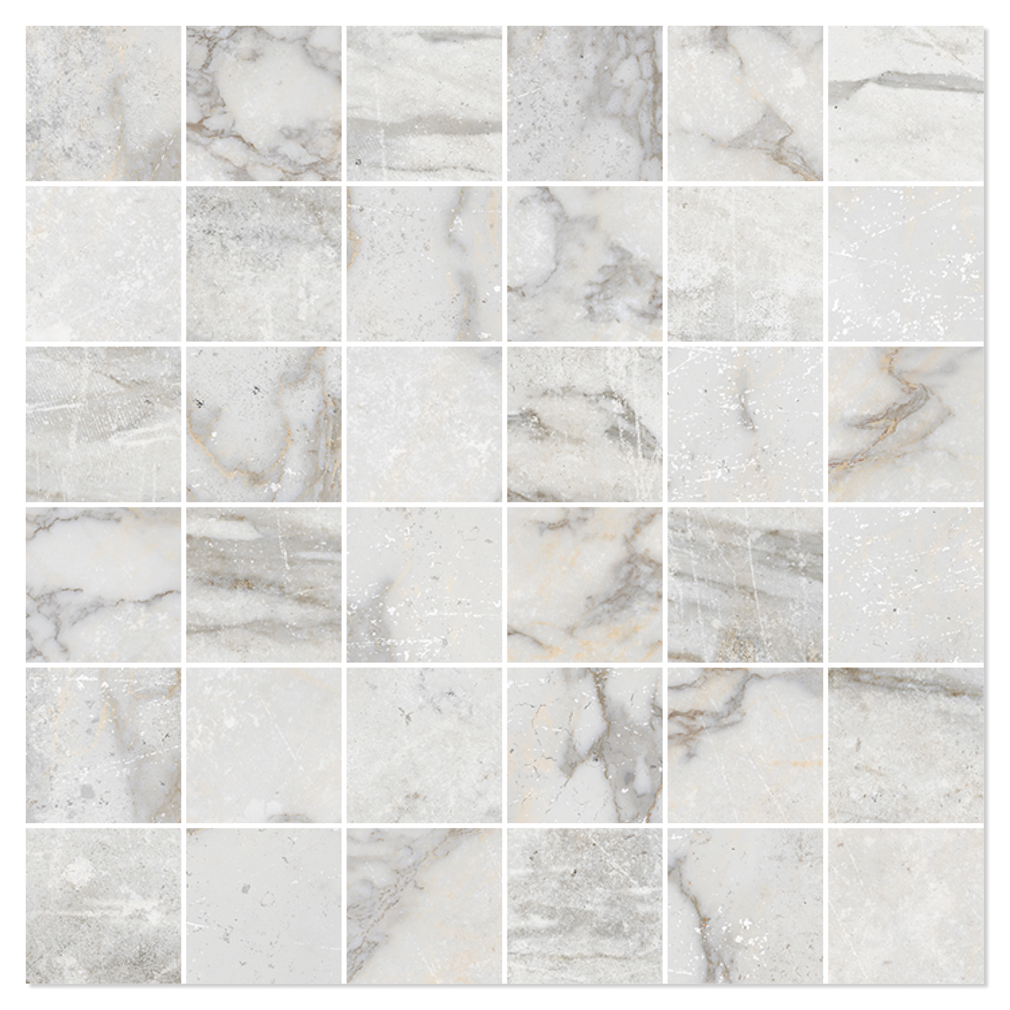 Marmor Mosaik Klinker Palatina Lysegrå Mat 30x30 (5x5) cm