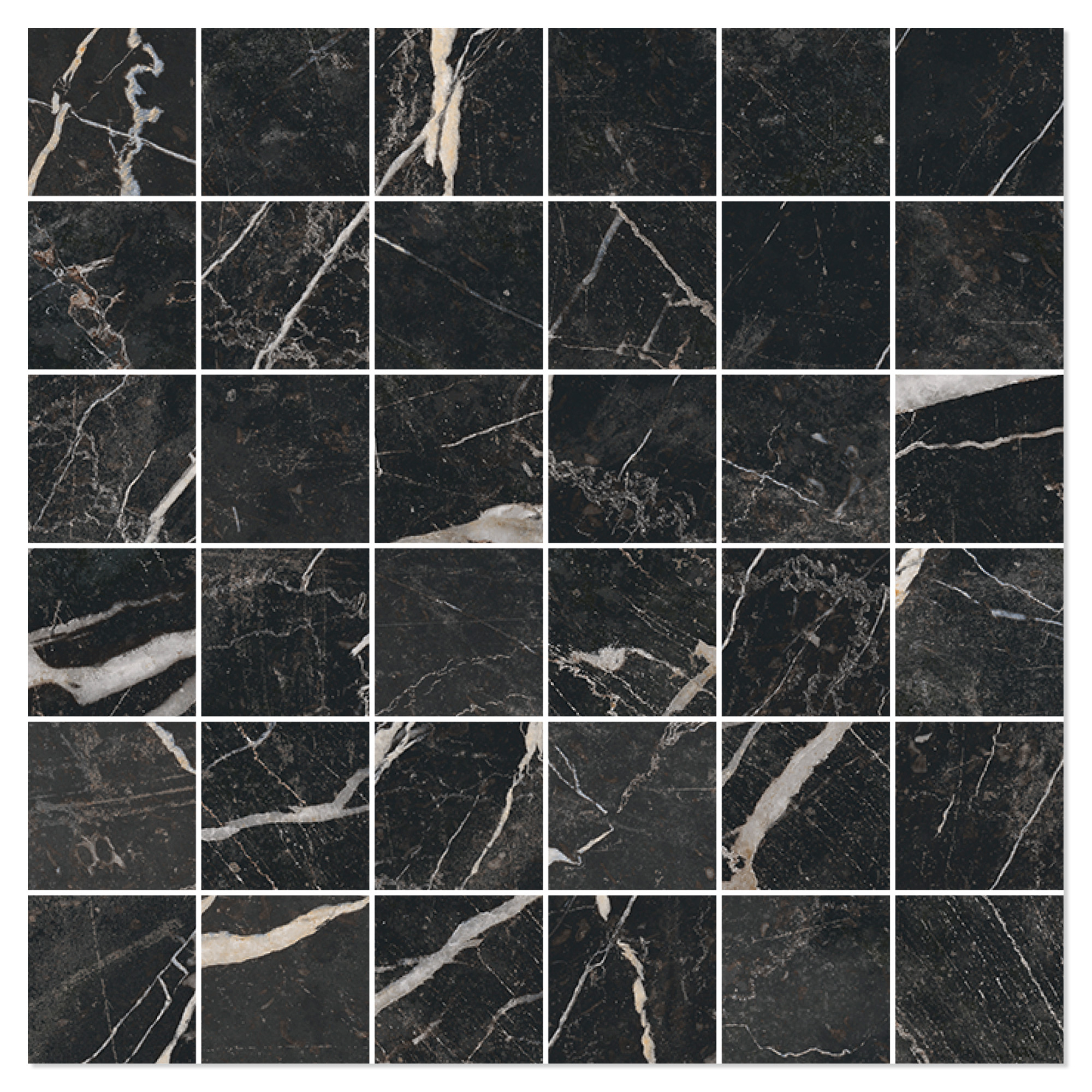 Marmor Mosaik Klinker Palatina Sort Mat 30x30 (5x5) cm