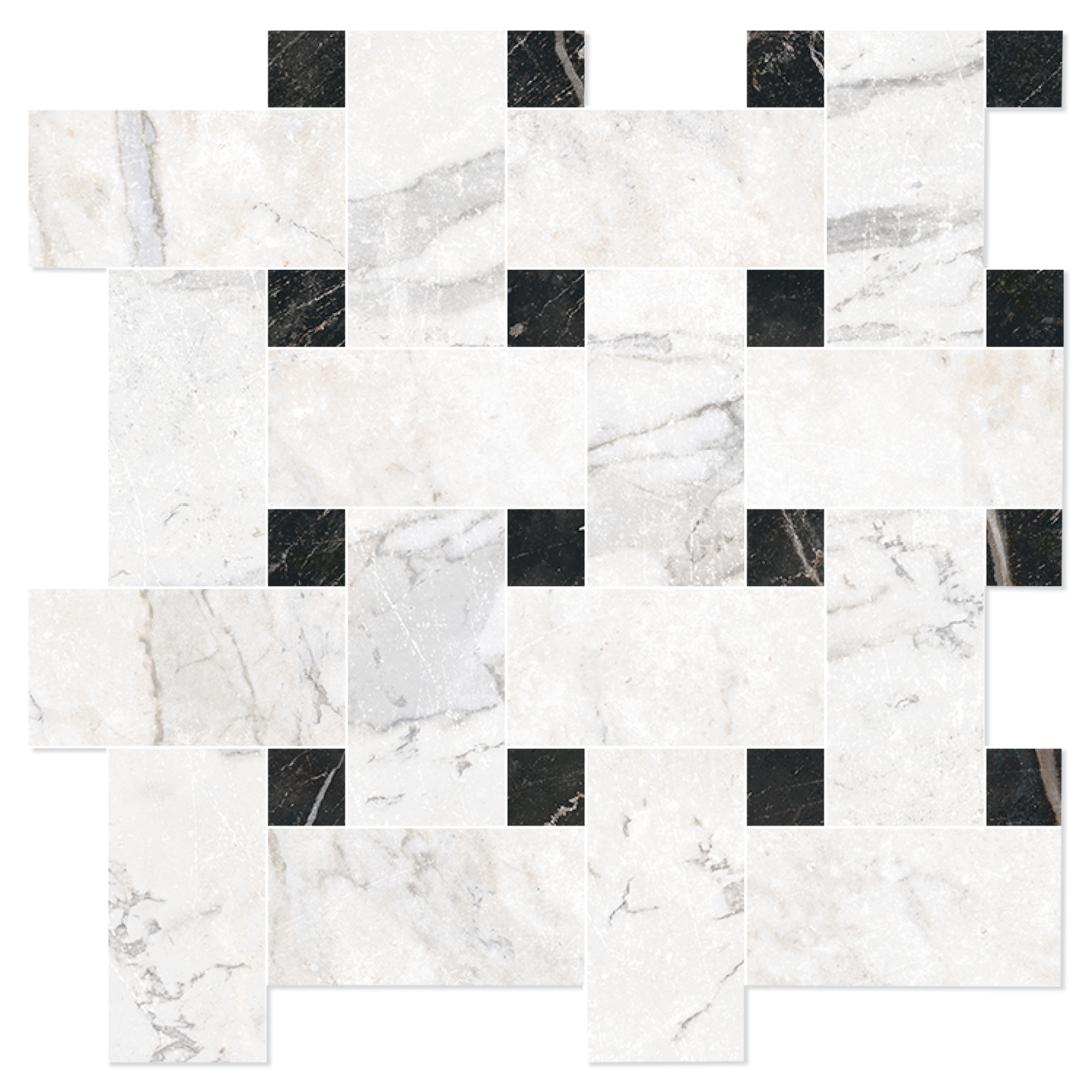Marmor Mosaik Klinker Palatina Hvid Strik Mat 30x30 (5x5) cm