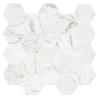 Marmor Heksagon Mosaik Klinker <strong>Palatina</strong>  Hvid Mat 30x30 (5x5) cm