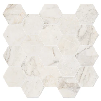 Marmor Heksagon Mosaik Klinker <strong>Palatina</strong>  Lys Beige Mat 30x30 (5x5) cm