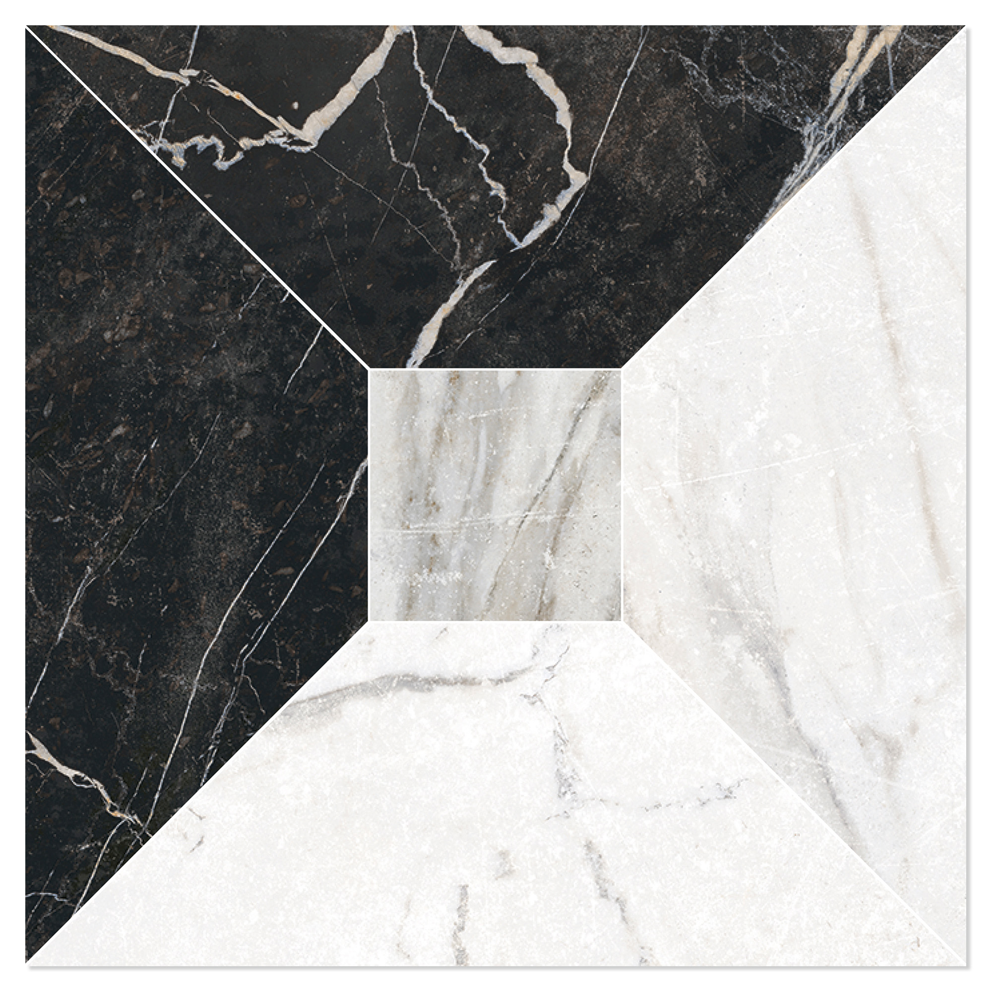 Marmor Mosaik Klinker Palatina Mix Hvid-Sort-Lysegrå Mat 30x30 (5x5) cm