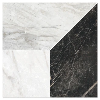 Marmor Mosaik Klinker <strong>Palatina</strong>  Mix Lysegrå-Sort-Hvid Mat 30x30 (5x5) cm