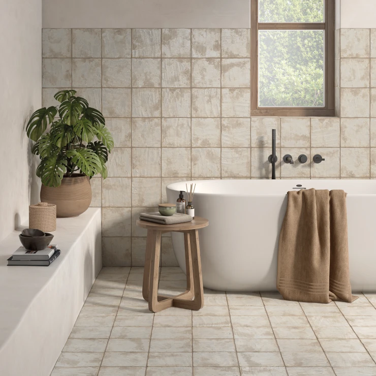 Klinker Whitewash Elfenben Mat-Blank Relief 20x20 cm